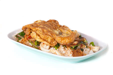 sea food  Thai fire rice on isolateの写真素材