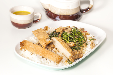 Thai\'s fire rice with pork hamの写真素材