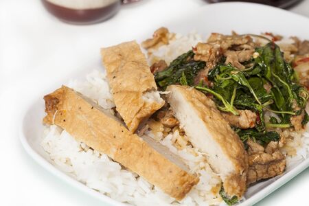 Thai\'s fire rice with pork hamの写真素材