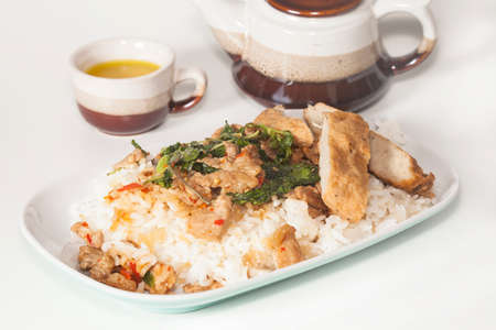Thai\'s fire rice with pork hamの写真素材