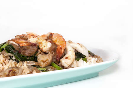 sea food  Thai fire rice on isolateの写真素材