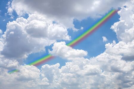 Sky with rainbow, natural phenomenon.の写真素材
