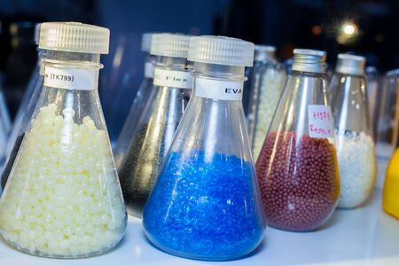 BANGKOK ,THAILAND - JULY 11: Plastic pellets in InterPlas Thailand 2015 , on JULY 11, 2015 in Bangkok, Thailand.のeditorial素材