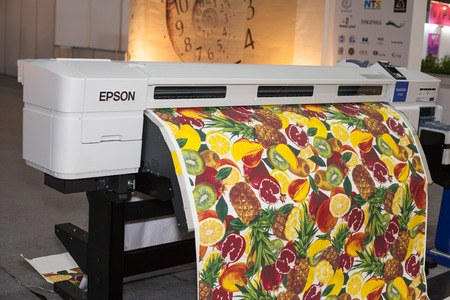 BANGKOK ,THAILAND - JULY 11:  Digital textile printer at Garment Manufacturers Sourcing Expo 2015...