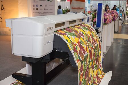 BANGKOK ,THAILAND - JULY 11:  Digital textile printer at Garment Manufacturers Sourcing Expo 2015 (GFT 2015) , on JULY 11, 2015 in Bangkok, Thailand.のeditorial素材