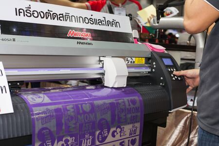 BANGKOK ,THAILAND - JULY 11:  Digital cutting sticker machines  at Garment Manufacturers Sourcing Expo 2015 (GFT 2015) , on JULY 11, 2015 in Bangkok, Thailand.のeditorial素材