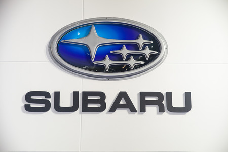 BANGKOK - AUGUST 1 :SUBARU logo on display at Big Motor Sale 2015 on Aug 1,2015 in BITEC ,Bangkok,...
