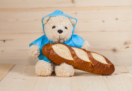 toy bear is having breakfast