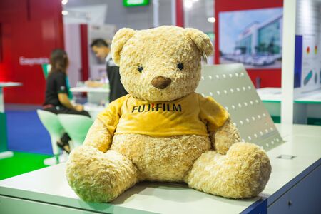 BANGKOK - AUGUST 29 :Fujifilm's teddy from fuji booth at Pack 
Print and T-PLAS THAILAND on Aug 29,2015 in BITEC ,Bangkok, 
Thailand.のeditorial素材