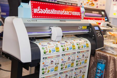 BANGKOK - AUGUST 29 :Mimaki cutting sticker machine at Pack Print and T-PLAS THAILAND on Aug...