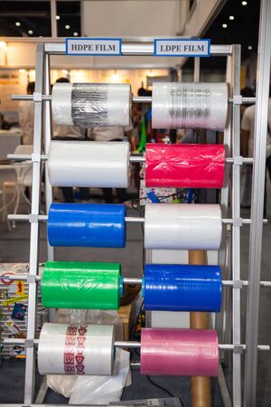 BANGKOK - AUGUST 29 :HDPE polymer film and LDPE film  tool at Pack Print and T-PLAS THAILAND on Aug 29,2015 in BITEC ,Bangkok, Thailand.のeditorial素材