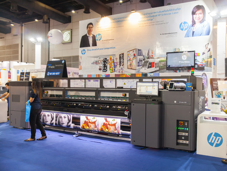 BANGKOK - AUGUST 29 : HP Latex 3100 printing with LED Proofing Lights machines at Pack Print and...