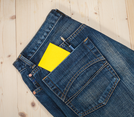 post paper in pocket jeanの写真素材