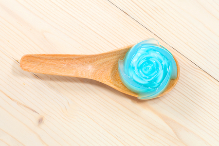 Thailand tradition ,Flower Dessert  Jelly on wood 
spoonの写真素材