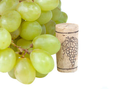 Green grape isolated on white backgroundの写真素材