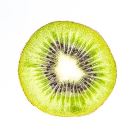 Fresh kiwi fruits on white backgroundの写真素材