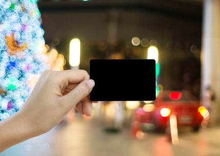 Hand hold blank business card or credit card