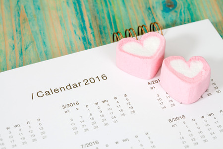 Sweet heart on calendar 2016の写真素材