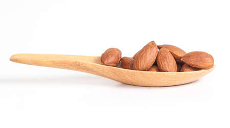 Almonds nut isolated on white backgroundの写真素材