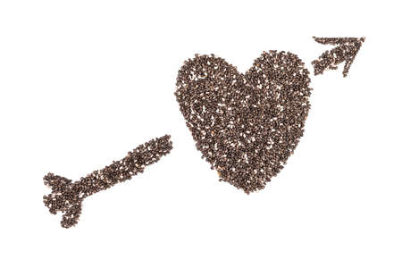 Nutritious chia seeds  on white backgroundの写真素材