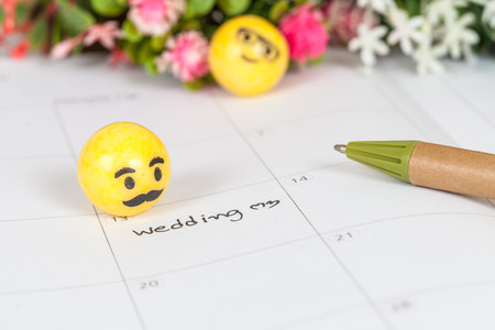 Reminder Wedding day in calendarの写真素材