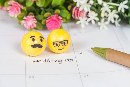 Reminder Wedding day in calendarの写真素材