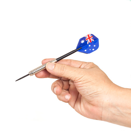 Darts arrow with Australia flags in handの写真素材
