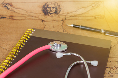 Stethoscope and textbook concept for medicalの写真素材