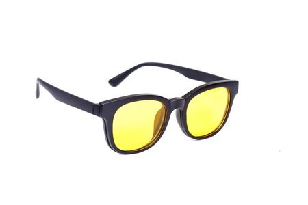 Black sunglasses isolated on white background.