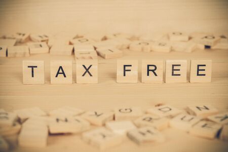 Tax Free word written on wood cubeの写真素材