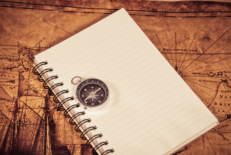 compass on the note bookの写真素材