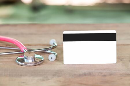 credit card and stethoscope ,concept pay for healthの写真素材