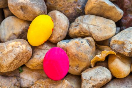 easter egg on the rockの写真素材