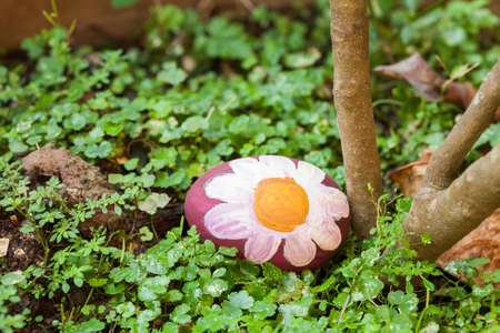 easter egg in the gardenの写真素材