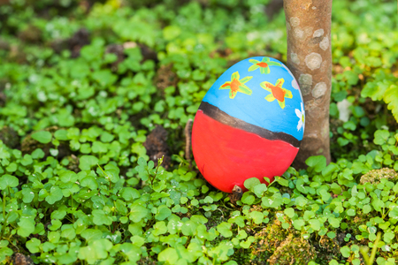 easter egg in the gardenの写真素材