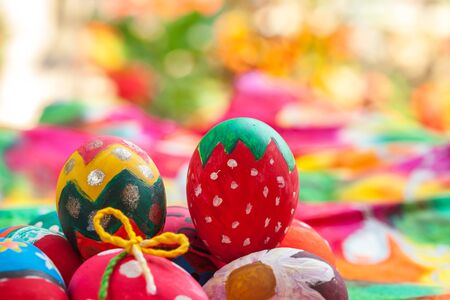 easter egg on colorful paperの写真素材