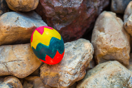 easter egg on the rockの写真素材