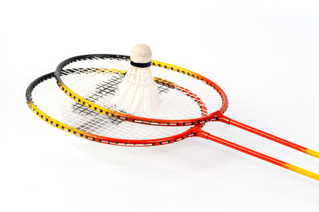 Badminton racket on white background