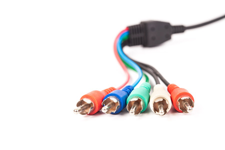 RCA Audio and Video Cable on white backgroundの写真素材