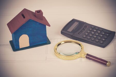 Construction equipment on paperの写真素材