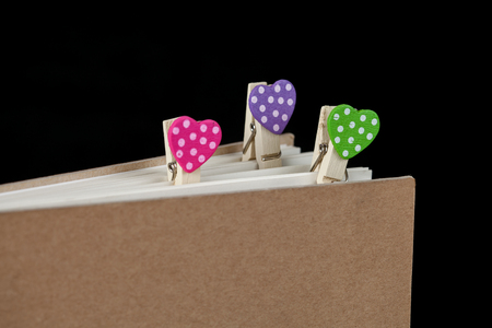 color love sign are bookmark on bookの写真素材