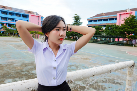young student girl in uniform ,concept back to schoolの写真素材