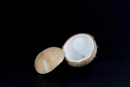 open fresh coconut see a white coconut meatの写真素材
