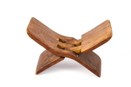 Ancient Wooden Pillow made from old wood for 
safety neck from painの写真素材