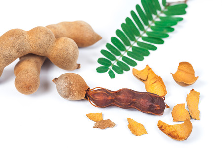 tamarind - Sweet ripe tamarind with isolated on a white background. soft focusの写真素材