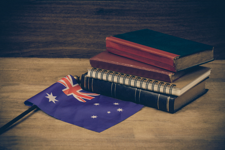 Education in Australia concept,passport on Australia flagの写真素材