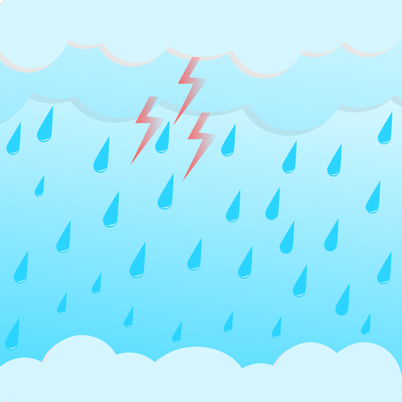 Rainy and thunder under the cloud .Illustration vector.のイラスト素材