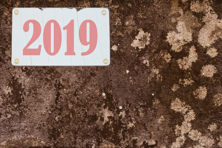 2019 Years on Dirty vehicle license plate on grunge background.の写真素材