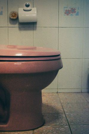Old Toilet flush with colour toneの写真素材