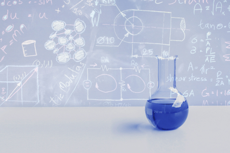 Double exposure  Laboratory glassware or test tube . science concept.の写真素材